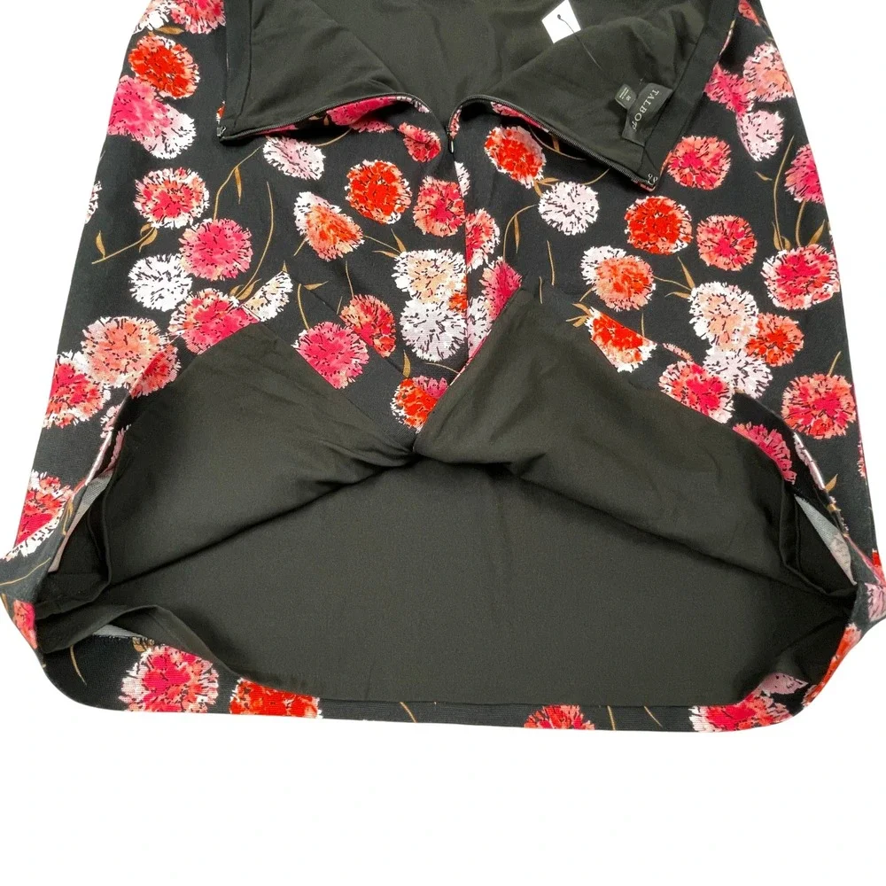 Talbots Womens 16 16W Black Pink Floral Canvas‎ Pencil Skirt Wedding Guest Work